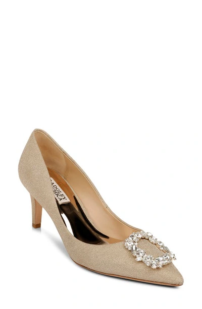 Badgley Mischka Carrie Crystal Embellished Pump In Platino Satin