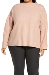 Eileen Fisher Wool Turtleneck Raglan-sleeve Top In Blush