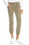 Frame Trapunto Stitch Cuffed Moto Pants In Washed Army