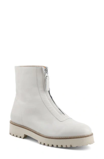 Andre Assous Paina Water Resistant Zip Bootie In White Leather