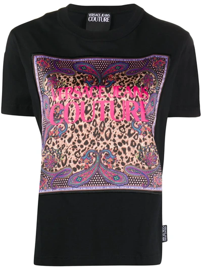 Versace Jeans Couture T-shirt In Black With Animalier Logo
