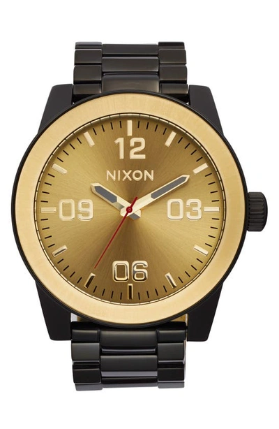 Nixon The Corporal Bracelet Watch, 48mm In Black/ Gold