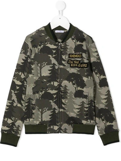 Dolce & Gabbana Kids' Forest Print Bomber Jacket In Verde