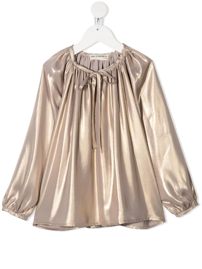 Anja Schwerbrock Kids' Sefina Metallic-effect Blouse In Gold