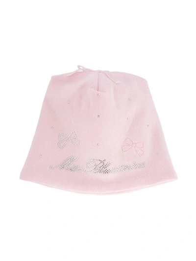 Miss Blumarine Babies' Rhinestone-logo Bucket Hat In Pink