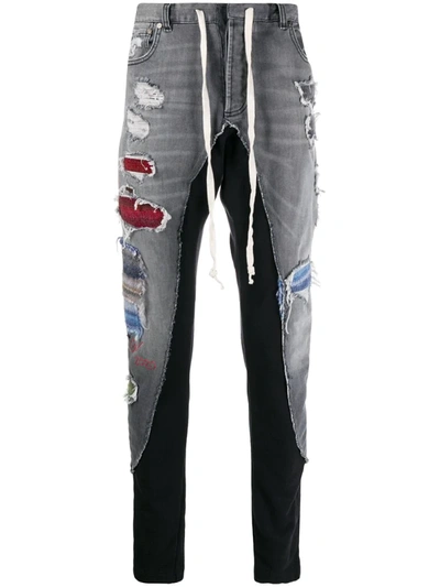 Greg Lauren X Paul & Shark Distressed-effect Slim-fit Jeans In Black