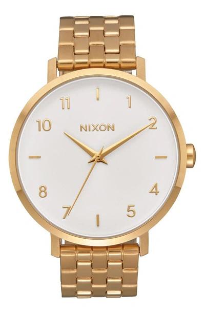 Nixon The Arrow Bracelet Watch, 38mm In Gold/ White/ Gold