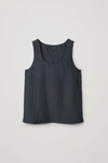 Cos Sheer Panel Silk Vest Top In Blue