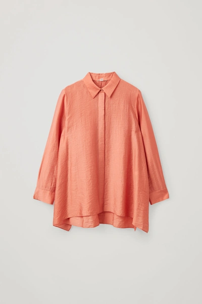 Cos Crinkled Draped Shirt In Orange