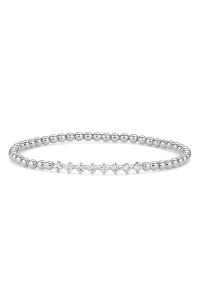 Nadri Cubic Zirconia Beaded Stretch Bracelet In Rhodium