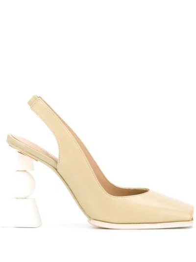 Jacquemus 'valerie' Square Toe Slingback Pumps In Green