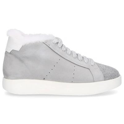 Santoni High-top Sneakers 60726 Nubuck Fur Upper Grey