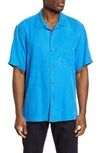 Tommy Bahama Al Fresco Tropics Classic Fit Short Sleeve Silk Button-up Shirt In Seven Seas Blue
