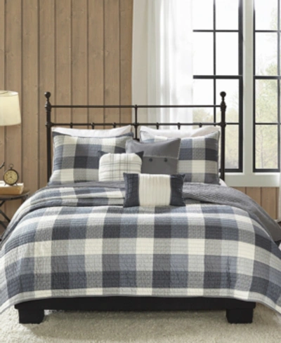 Madison Park Ridge Herringbone 6-pc. Quilt Set, Full/queen Bedding In Grey