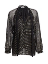 A.l.c Winona Metallic Polka Dot Tie-neck Silk Blouse In Black Gold