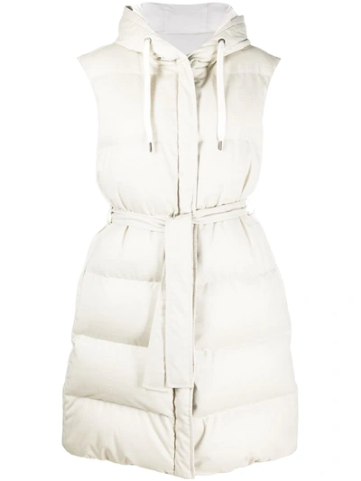 Brunello Cucinelli Hooded Puffer Gilet In Neutrals