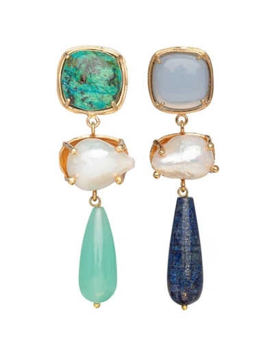 Christie Nicolaides Gabriela Earrings Turquoise & Blue In Green