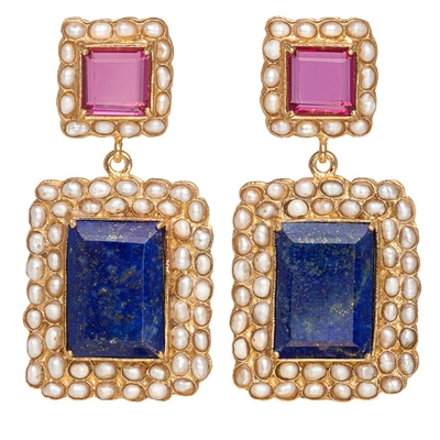 Christie Nicolaides Rosalina Earrings Blue & Pink In Multi Color
