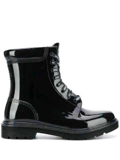 Hugo Logo Lace-up Boots In Black