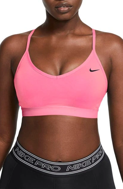 Nike Indy Sports Bra In Pink Glow/ Pink Glow/ Black