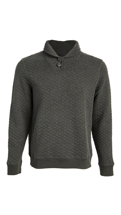 Billy Reid Diamond Quilted Shawl Collar Pullover In Black