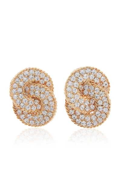 Alessandra Rich Oversized Gold-plated Crystal Clip Earrings