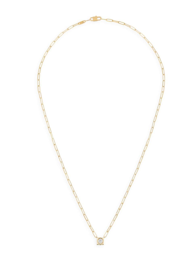 Dinh Van Yellow Gold Le Cube Large Diamond Pendant Necklace