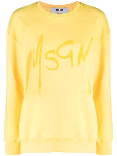 Msgm Logo Print Jumper In Yellow