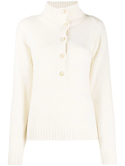 Masscob Button Down Collar Jumper In White