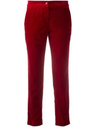 Etro Cropped Velvet Trousers In Red