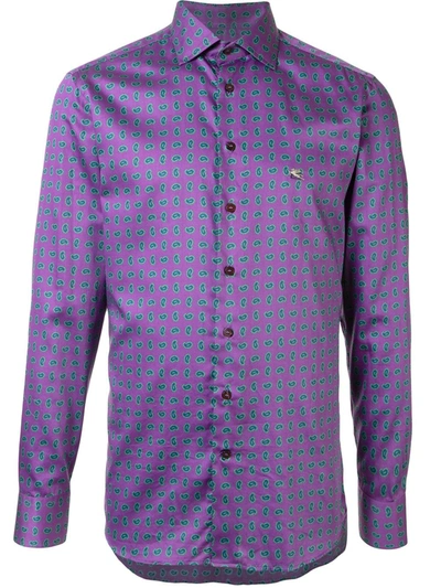Etro Paisley-print Cotton Shirt In Purple