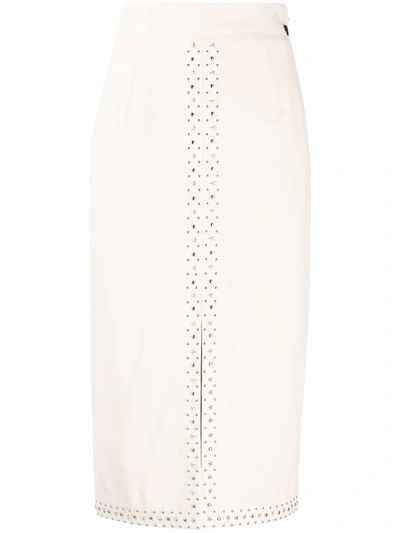 Twinset Stud-embellished Pencil Skirt In Neutrals