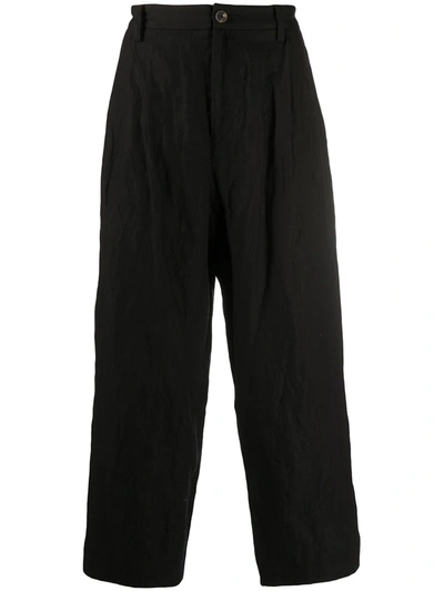 Ziggy Chen Wide Leg Cropped Trousers In Black