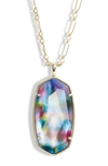 Kendra Scott Reid Long Faceted Pendant Necklace In Gold Teal Tie Dye Illusion