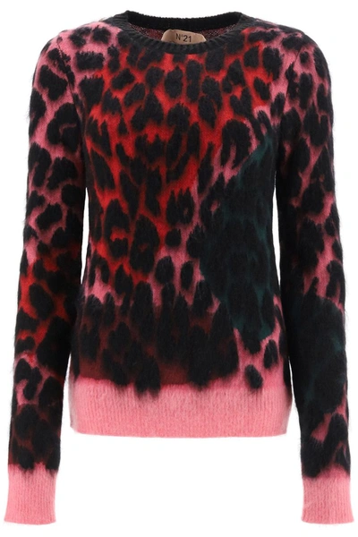 N°21 N° 21 Sweater Mixed Animalier Mohair Crewneck In Multicolor