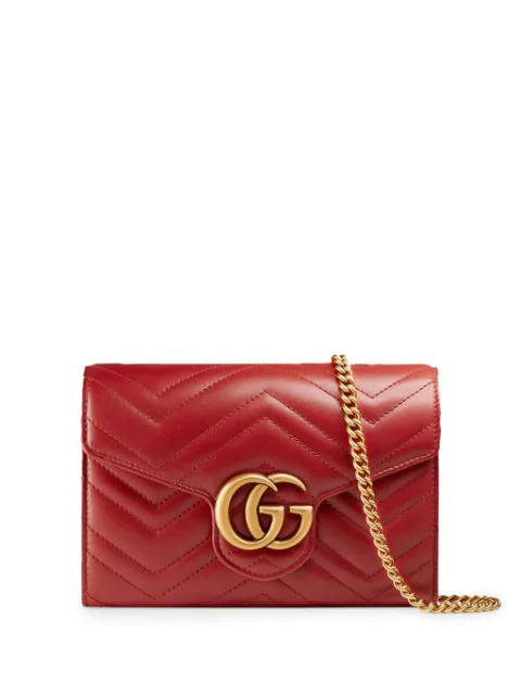 Gucci Gg Marmont Matelassé Mini Bag In Hibiscus Red Leather | ModeSens