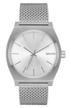 Nixon The Time Teller Milanese Mesh Strap Watch, 37mm In Silver
