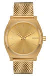 Nixon The Time Teller Milanese Mesh Strap Watch, 37mm In Gold