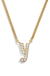 Baublebar Crystal Graffiti Initial Pendant Necklace In Gold Y