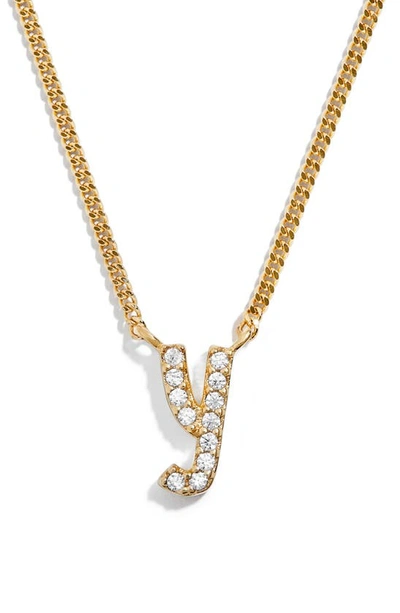 Baublebar Crystal Graffiti Initial Pendant Necklace In Gold Y