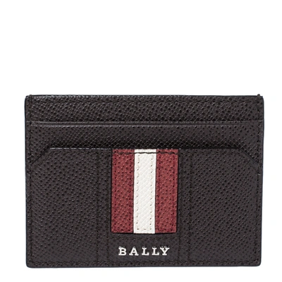 Pre-owned Bally Brown Grained Leather Card Holder