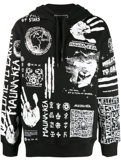 Mauna Kea Symbol Print Longe Sleeve Hoodie In Black