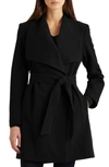 Lauren Ralph Lauren Belted Drape Front Coat In Black1
