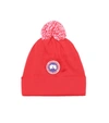 Canada Goose Kids Merino Wool Pom-pom Hat In Red