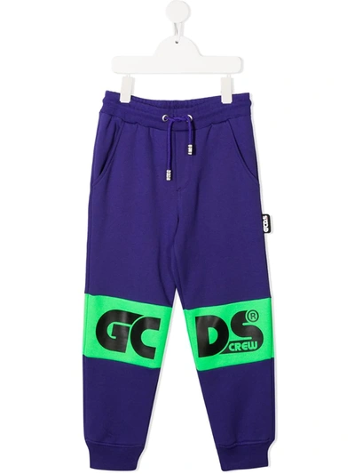 Gcds Kids' Panelled Logo Track Trousers In Purple
