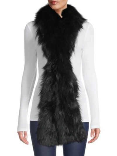 Adrienne Landau Fox Fur Scarf In Black