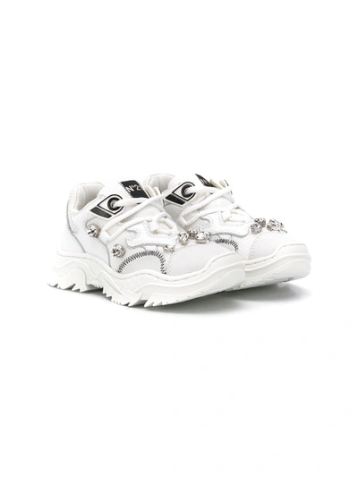 N°21 Kids' Crystal-embellished Low-top Trainers In White