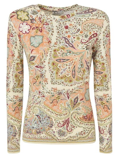 Etro Paisley Print Sweater In Ivory Color In Cream
