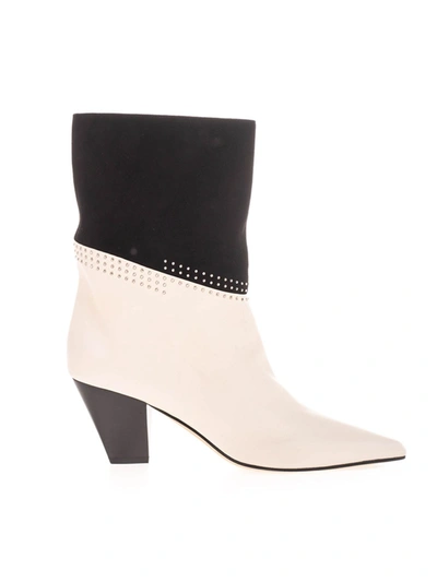Jimmy Choo Bear 65 Two-tone Booties In White