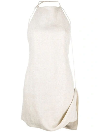 Jacquemus Women's Figuerolles Draped Halterneck Crepe Mini Dress In Ecru